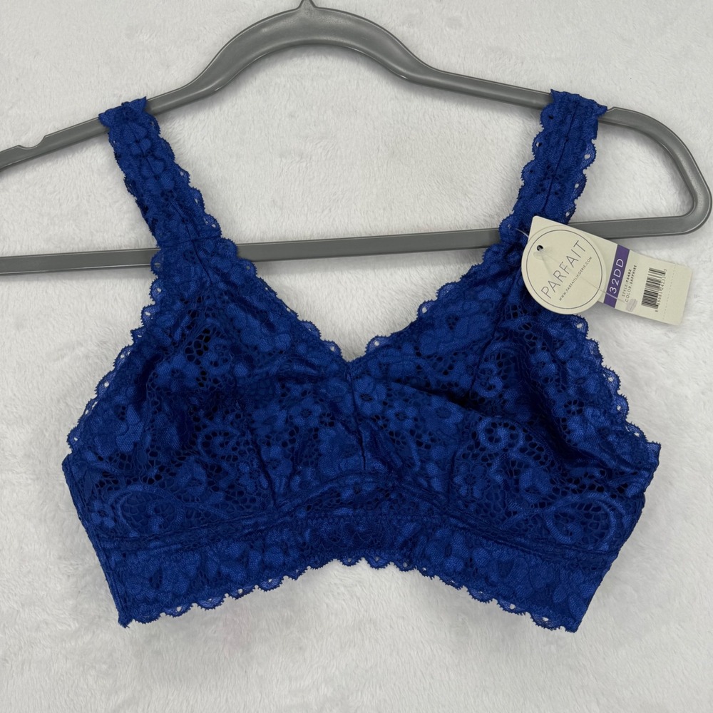Parfait Wireless Bralette Lace Bra P5482 Sapphire Blue 32DD New with Tags‎